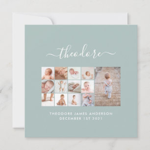 Babys im ersten Jahr Foto Collage Skript blau