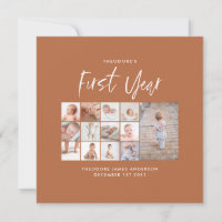 Babys im ersten Jahr Foto Collage Skript Terracott