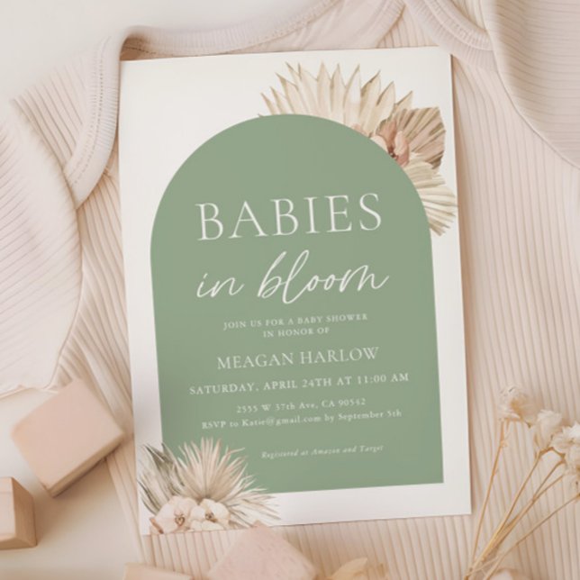 Babys in Bloom Sage Green Twins Baby Dusche Einladung (Von Creator hochgeladen)