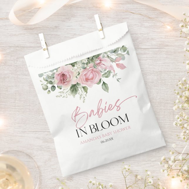 Babys in blutrosa Rose Blumenzwiebeln Kinderdusche Geschenktütchen (Ausgeschnitten)