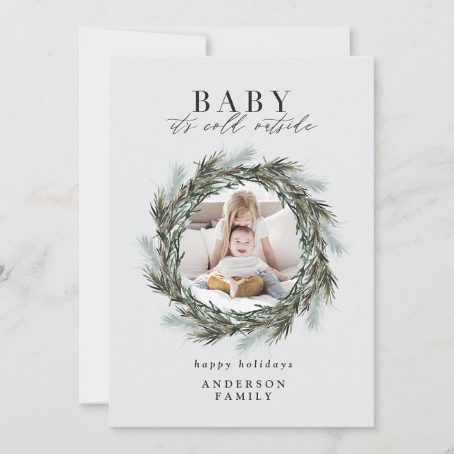 Baby's kalt außerhalb Weihnachts-Foto Weihnachtska Ankündigung (Vorderseite)