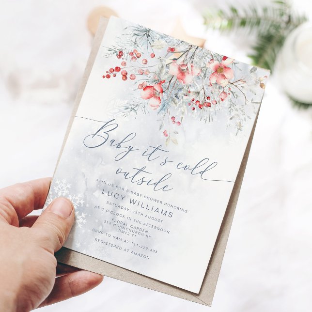 Baby's kalt draußen Snow Berries Babydusche Einladung (Von Creator hochgeladen)