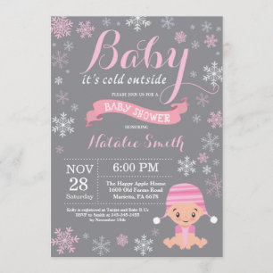 Baby's kalt Outdoor Winter Girl Babydusche Rosa Einladung