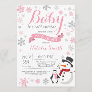 Baby's kalt Outdoor Winter Girl Babydusche Rosa Einladung