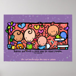 Babys Kleinkinder Säuglinge Süße. 9 x 13 lila Poster
