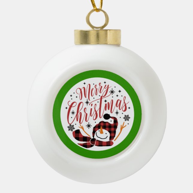 Baby's Merry Snowman First Christmas Keramik Kugel-Ornament (Vorderseite)