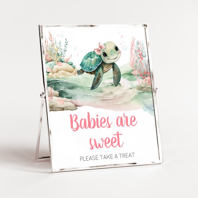 Babys mit Meerschildkröte sind süß Poster (A Little Hatching Is On the Way Baby Shower Babies are Sweet Sign)