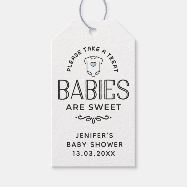 Babys sind ein süßer Baby-Duschjunge Geschenkanhänger (Vorderseite)