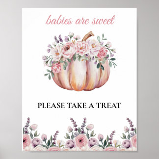 Babys sind eine süße Babydusche mit Blumenkürbis-L Poster
