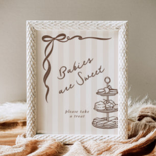 Babys sind süß Bebe Cafe Braun Schleife Handgezeic Poster