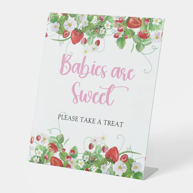 Babys sind süß | ErdbeerBaby-Dusche Sockelschild (Vorderseite)