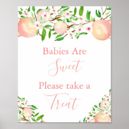 Babys sind süß nehmen eine Leckerei, Pfirsiche Kin Poster