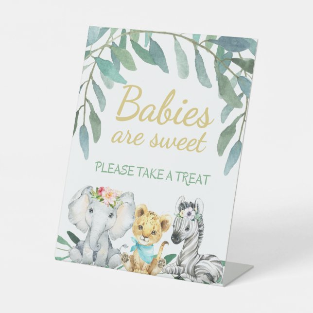 Babys sind süß, nehmen Sie bitte eine Leckerei Sockelschild (Vorderseite)