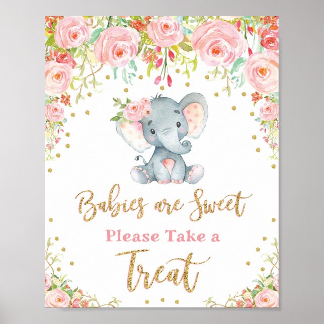 Babys sind süß Nimm eine Leckerei Elefantendusche  Poster (Vorne)