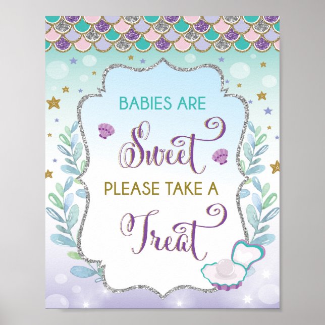 Babys sind süß Nimm eine Leckerei Meerjungfrau Par Poster (Vorne)