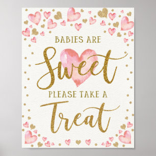Babys sind süß Nimm eine Leckerei Pink Gold Herzen Poster