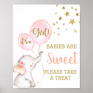 Babys sind süß-rosa Elefantenzeichen Poster