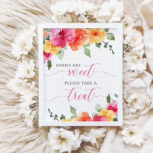 Babys sind süß rosa pfirsichblütige Babydusche Poster