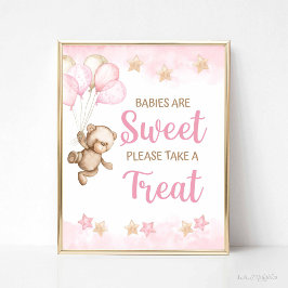 Babys sind süße Leckerei Sign Pink Teddy Bären The Poster