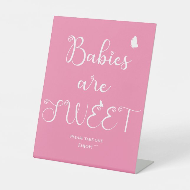 Babys sind süße moderne Schmetterlingskalligraphie Sockelschild (Vorderseite)