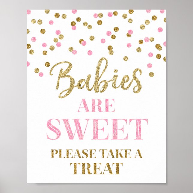 Babys sind süße Schildpatten Gold Pink Confetti Poster (Vorne)