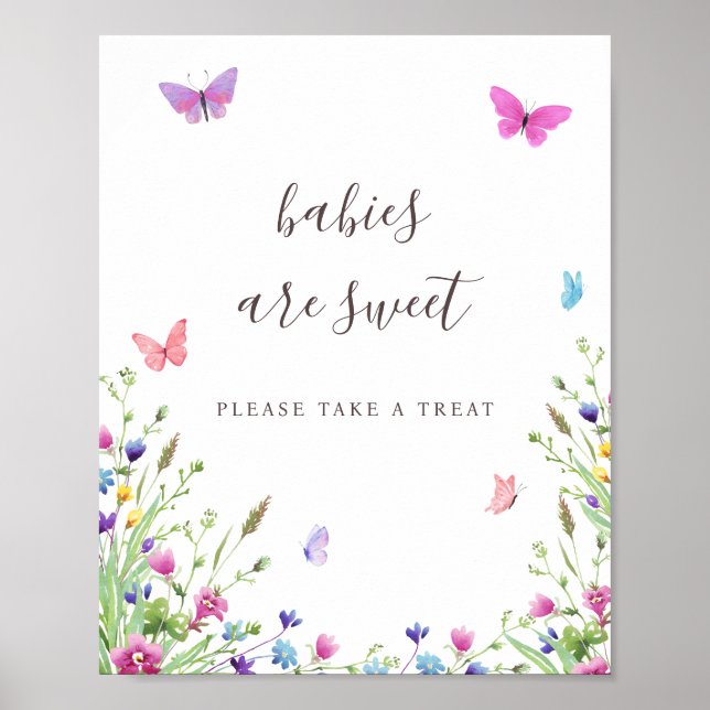 Babys sind süße Schmetterlingsfavoriten Unterschri Poster (Vorne)