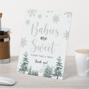 Babys sind süße, silberne Babydusche Sockelschild