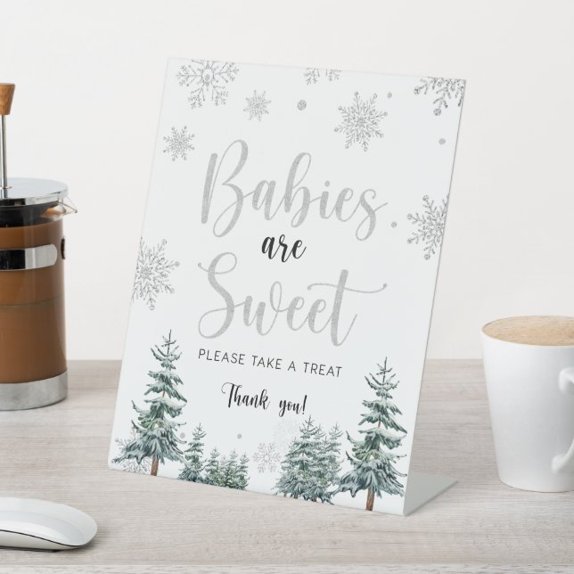 Babys sind süße, silberne Babydusche Sockelschild (In SItu)