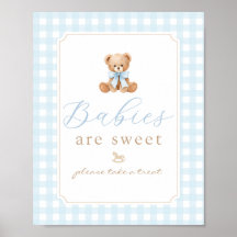 Babys sind süße Teddybär Blau Gingham