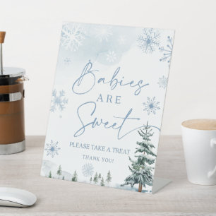 Babys sind süße, winterliche Babydusche Sockelschild