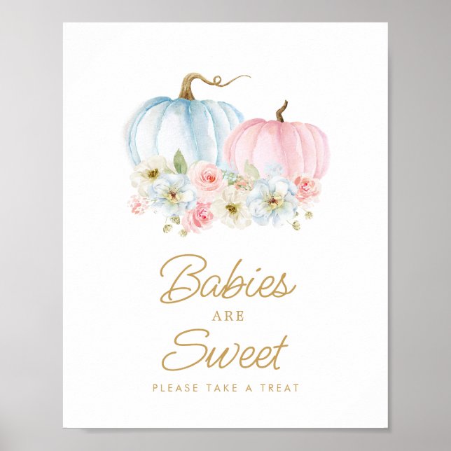 Babys sind Sweet Fall Gender Reveal Baby Shower Po Poster (Vorne)