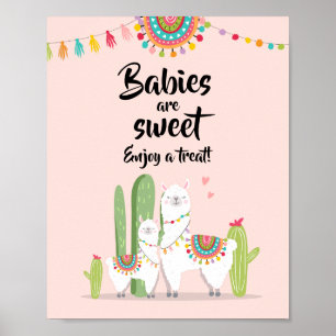 Babys sind Sweet Fiesta Llama Baby Duschzeichen Poster
