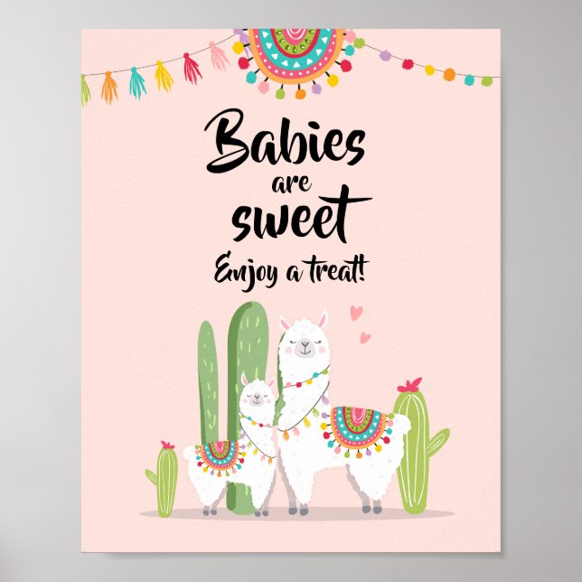 Babys sind Sweet Fiesta Llama Baby Duschzeichen Poster (Vorne)