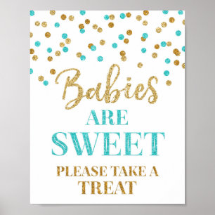Babys sind Sweet Sign Gold Blue Confetti Poster