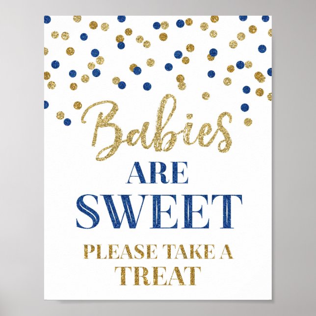 Babys sind Sweet Sign Gold Dark Blue Confetti Poster (Vorne)