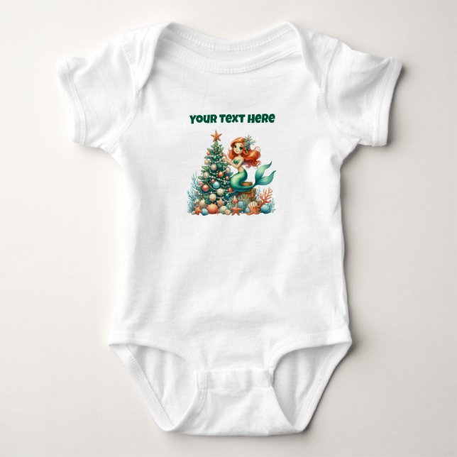Babys Xmas Mermaid Bodysuit-Personalisiert Baby Strampler (Vorderseite)