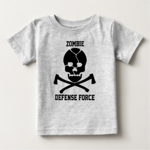 Babys Zombie-Verteidigungs-Kraft: Schädel u. Äxte Baby T-shirt