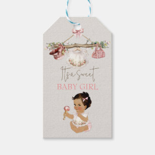 Babysachen Mädchen Baby Shower Elfenbein Rosa Geschenkanhänger