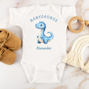 Babysaurus Blaues Dinosaurier Personalisiertes Jun Baby Strampler