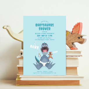 Babysaurus T-rex Blue Baby Dusche Einladung
