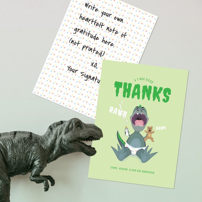 Babysaurus T-Rex Grün Dankeskarte (Von Creator hochgeladen)
