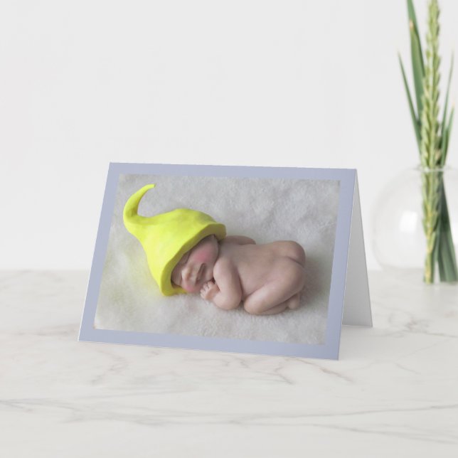 Babyschlafen auf Tummy, Elferhut, Skulptur Karte (Vorderseite)