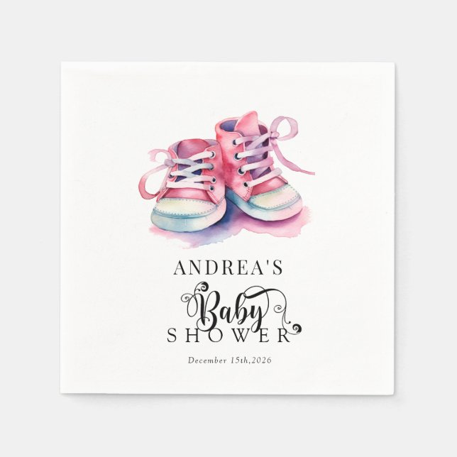 Babyschuhe | Girl Pink Babydusche Serviette (Vorderseite)