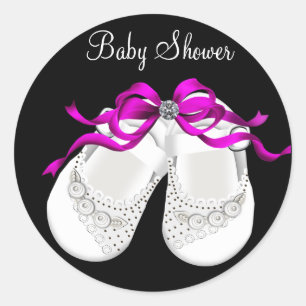 Babyschuhe Hot Pink Black Girl Babyduschaufkleber Runder Aufkleber