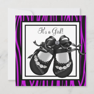 Babyschuhe Lila Zebra Baby Girl Dusche Einladung