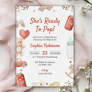 Babyshower-Einladung mit spielbarem Teddybär Einladung