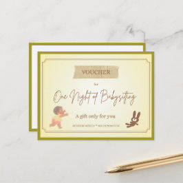 'Babysitten' Lustiger Geschenkgutschein Postkarte