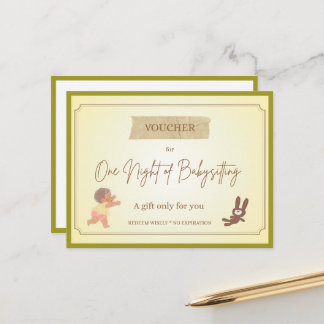'Babysitten' Lustiger Geschenkgutschein Postkarte