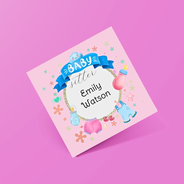 Babysitter-Baby Banner Quadratische Visitenkarte (Von Creator hochgeladen)