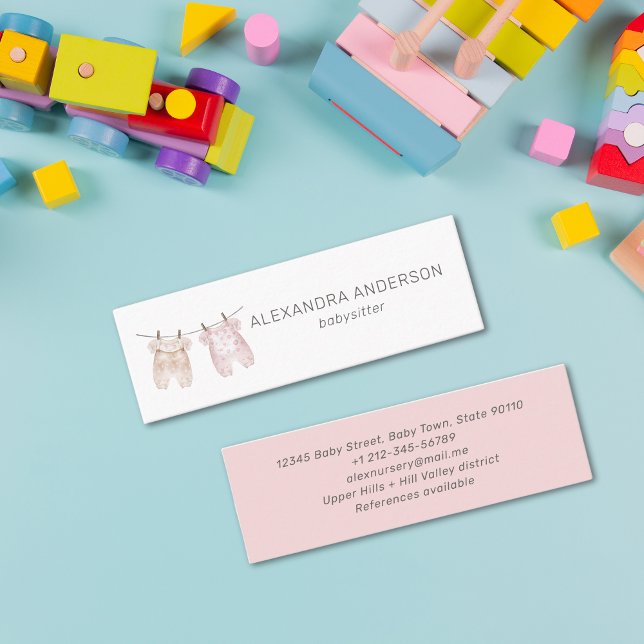Babysitter-Bohemisch Babysitter Mini Visitenkarte (Watercolor Baby Clothing Bohemian Babysitter Mini Business Card)